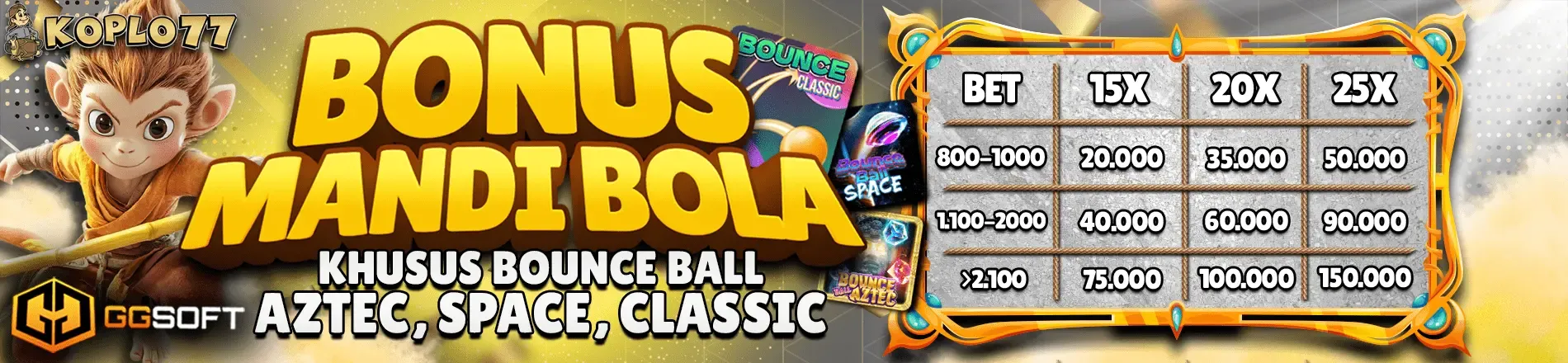 BONUS MANDI BOLA PROVIDER GG SOFT (SPACE, AZTEC & CLASSIC)